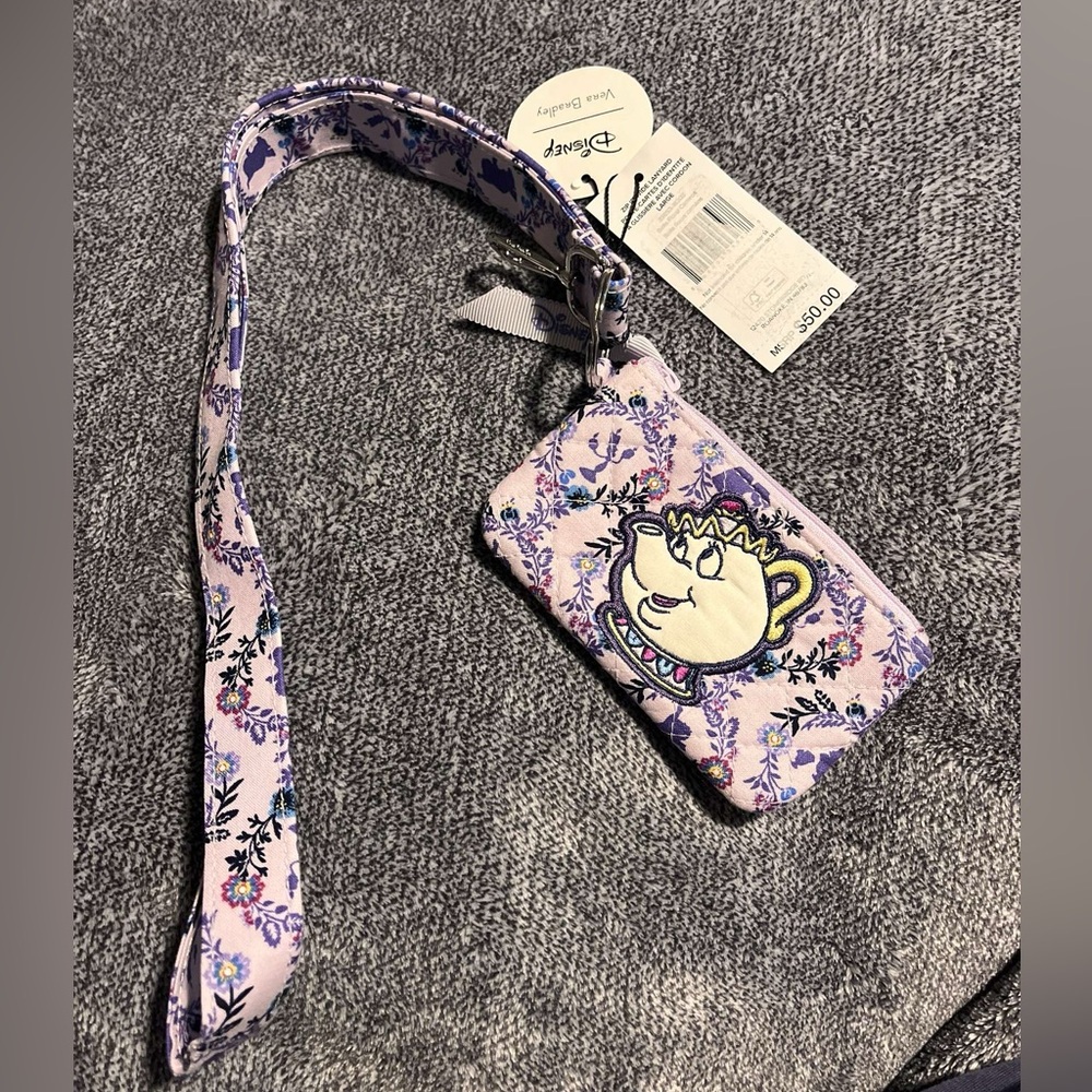Vera Bradley Beauty and the Beast Disney Zip ID on Lanyard with Mrs. Potts